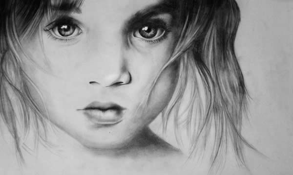 Pencil drawing - little girl