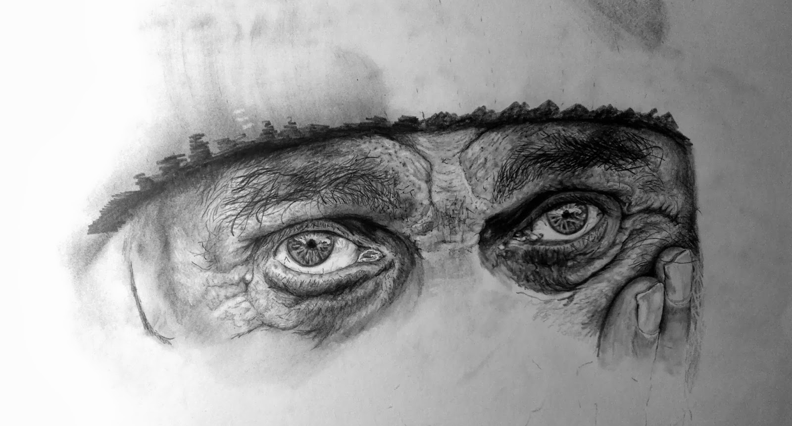 Pencil drawing - old mans eyes